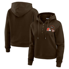 Cleveland Browns WEAR by Erin Andrews Women's Plus Size Waffle Hoodie Pullover Top Brown - NFL