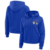Los Angeles Rams WEAR by Erin Andrews Women's Plus Size Waffle Hoodie Pullover Top Royal - NFL