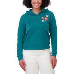 Miami Dolphins WEAR by Erin Andrews Women's Plus Size Waffle Hoodie Pullover Top Aqua - NFL