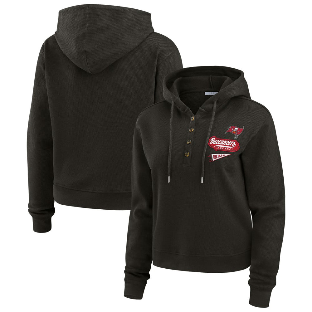 Tampa Bay Buccaneers WEAR by Erin Andrews Women's Plus Size Waffle Hoodie Pullover Top Pewter - NFL