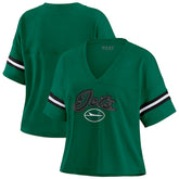 New York Jets WEAR by Erin Andrews Women's Plus Size Color Block Boxy T-Shirt Green/White - NFL