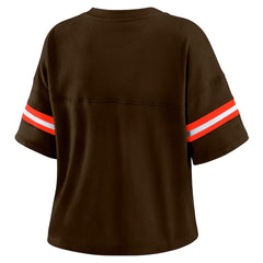 Cleveland Browns WEAR by Erin Andrews Women's Plus Size Color Block Boxy T-Shirt Brown/White - NFL