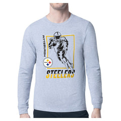 Pittsburgh Steelers Starter Player Grid Long Sleeve T-Shirt Heather Gray - NFL
