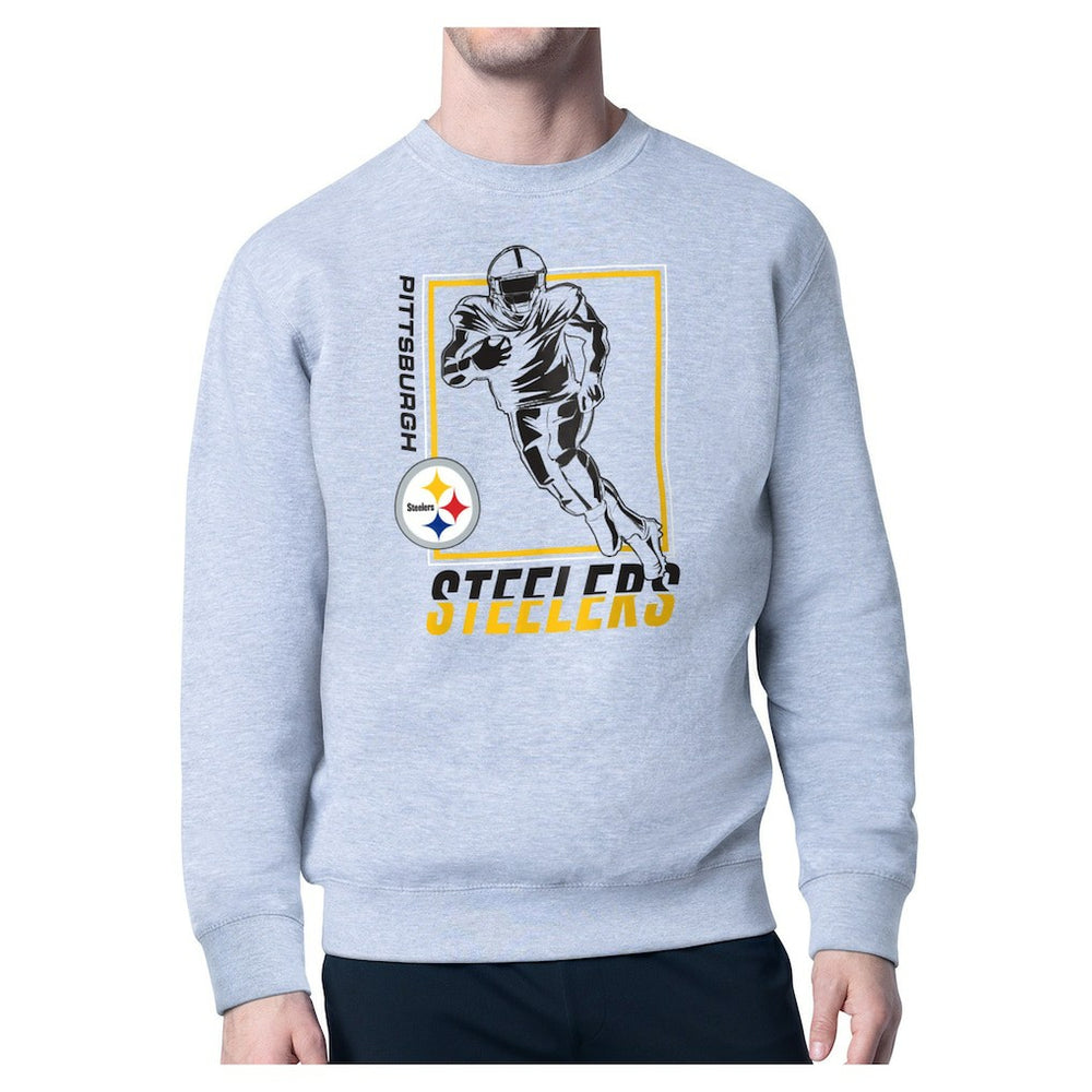 Pittsburgh Steelers Starter Player Grid Pullover Sweatshirt Heather Gray - NFL