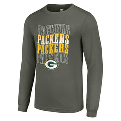 Green Bay Packers Starter Team Name Graphic Long Sleeve T-Shirt Olive - NFL