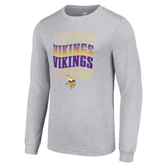 Minnesota Vikings Starter Team Name Graphic Long Sleeve T-Shirt Heather Gray - NFL