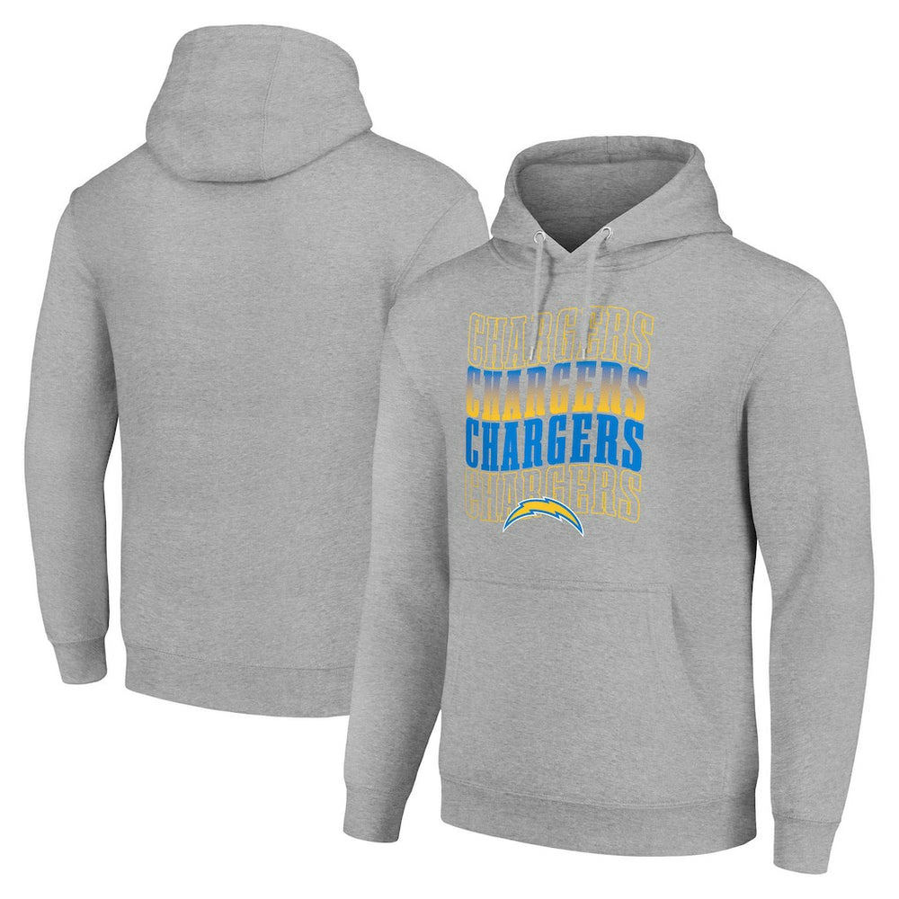 Los Angeles Chargers Starter Four Team Name Logo Fleece Pullover Hoodie Heather Gray - NFL