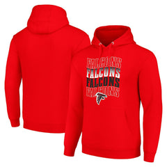 Atlanta Falcons Starter Four Team Name Logo Fleece Pullover Hoodie Red - NFL