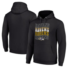 Baltimore Ravens Starter Four Team Name Logo Fleece Pullover Hoodie Black - NFL
