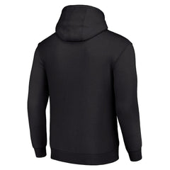 Carolina Panthers Starter Four Team Name Logo Fleece Pullover Hoodie Black - NFL