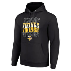 Minnesota Vikings Starter Four Team Name Logo Fleece Pullover Hoodie Black - NFL