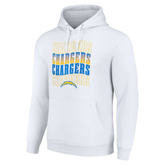 Los Angeles Chargers Starter Four Team Name Logo Fleece Pullover Hoodie White - NFL