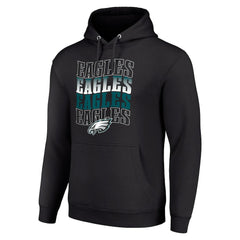Philadelphia Eagles Starter Four Team Name Logo Fleece Pullover Hoodie Black - NFL