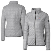 Pittsburgh Steelers Cutter & Buck Women's Rainier PrimaLoft Eco Insulated Full-Zip Puffer Jacket Gray - NFL