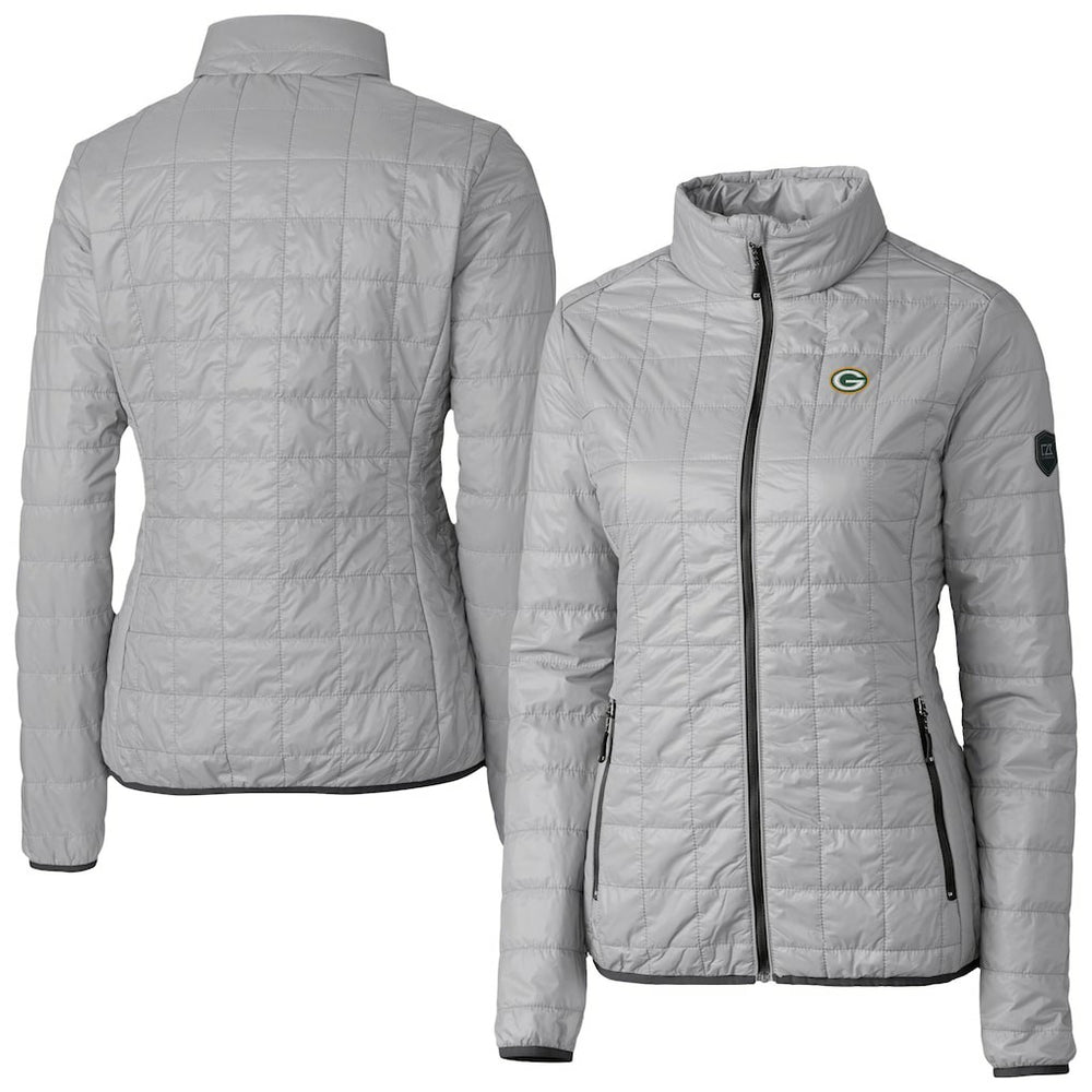Green Bay Packers Cutter & Buck Women's Rainier PrimaLoft Eco Insulated Full-Zip Puffer Jacket Gray - NFL