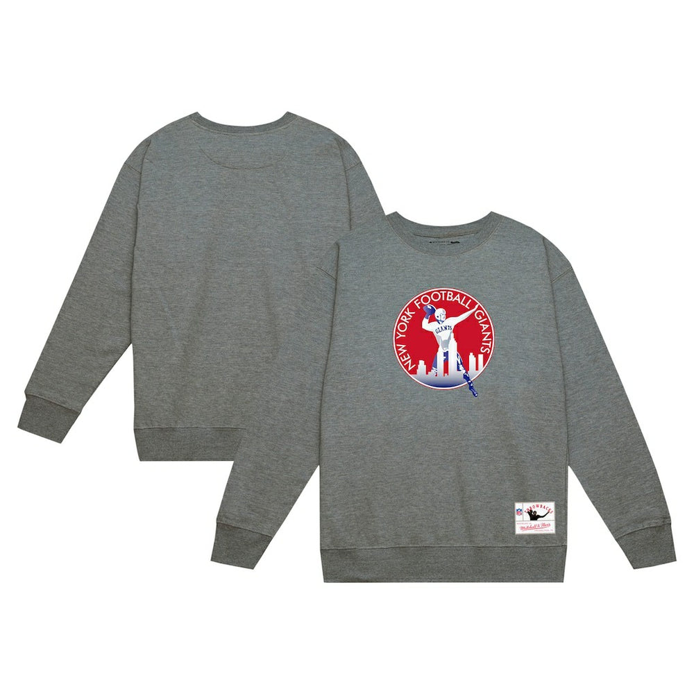 New York Giants Basic Fleece Pullover Sweatshirt Heather Gray - Mitchell & Ness