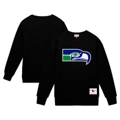 Seattle Seahawks Basic Fleece Pullover Sweatshirt Black - Mitchell & Ness