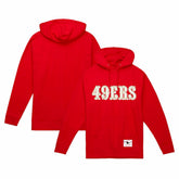 San Francisco 49ers Team Wordmark Vintage Pullover Hoodie Scarlet - Mitchell & Ness