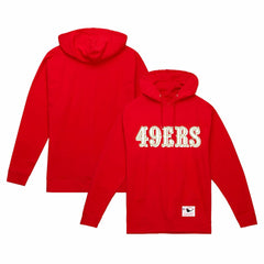 San Francisco 49ers Team Wordmark Vintage Pullover Hoodie Scarlet - Mitchell & Ness