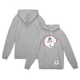 New England Patriots Helmet Logo Vintage Pullover Hoodie Heather Gray - Mitchell & Ness