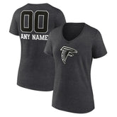 Atlanta Falcons Women's Personalized Name & Number Monochrome V-Neck Long Sleeve T-Shirt Charcoal - NFL