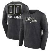 Baltimore Ravens Personalized Name & Number Monochrome Long Sleeve T-Shirt Charcoal - NFL