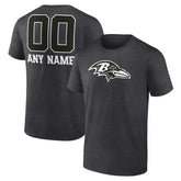 Baltimore Ravens Personalized Name & Number Monochrome T-Shirt Charcoal - NFL