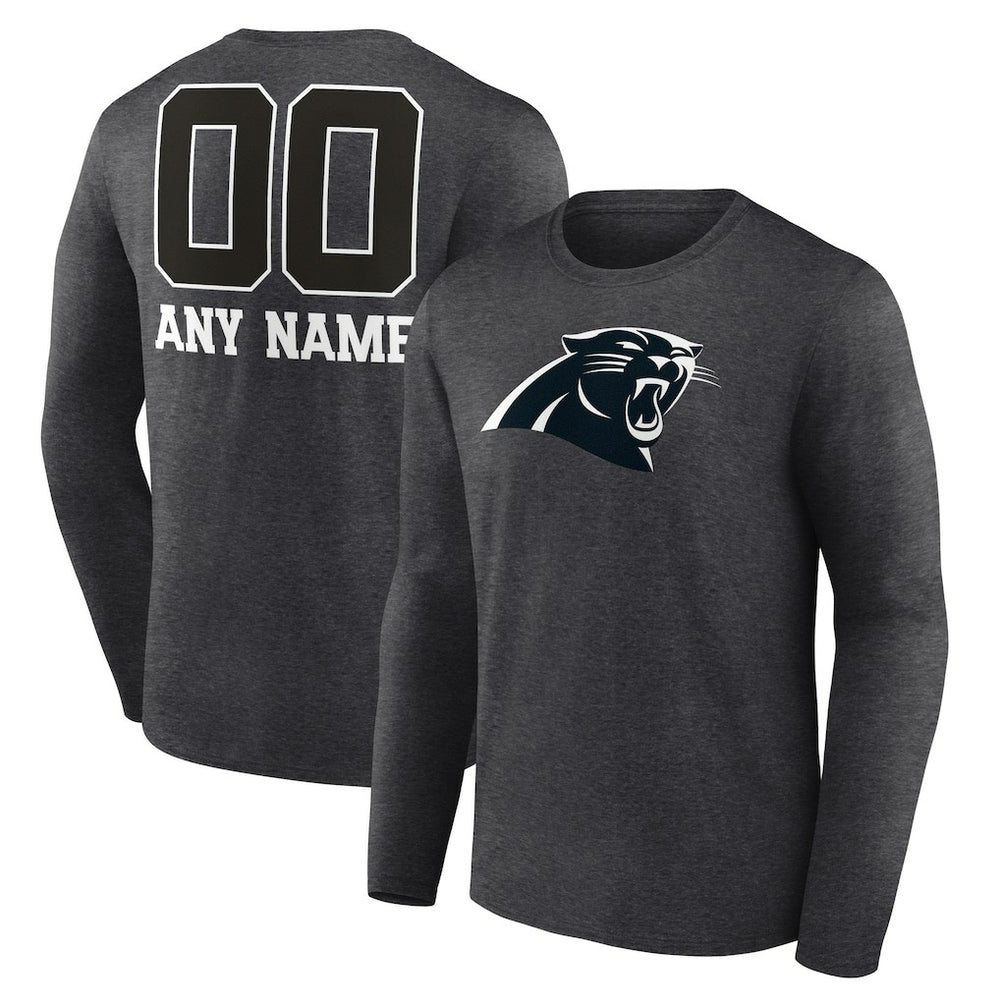 Carolina Panthers Personalized Name & Number Monochrome Long Sleeve T-Shirt Charcoal - NFL