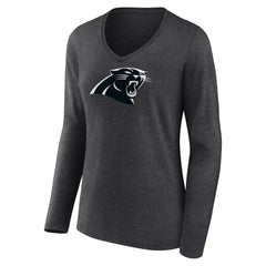 Carolina Panthers Women's Personalized Name & Number Monochrome V-neck T-Shirt Charcoal - NFL