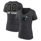 Carolina Panthers Women's Personalized Name & Number Monochrome V-Neck Long Sleeve T-Shirt Charcoal - NFL