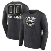 Chicago Bears Personalized Name & Number Monochrome Long Sleeve T-Shirt Charcoal - NFL
