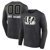 Cincinnati Bengals Personalized Name & Number Monochrome Long Sleeve T-Shirt Charcoal - NFL