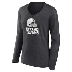 Cleveland Browns Women's Personalized Name & Number Monochrome V-neck T-Shirt Charcoal - NFL