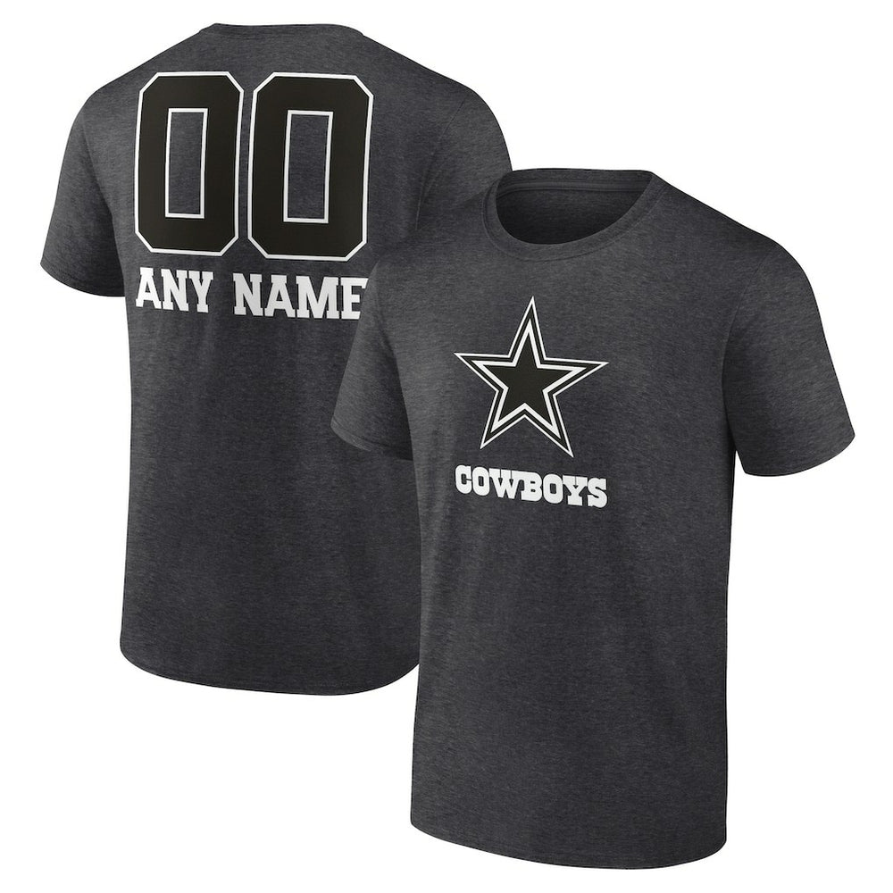 Dallas Cowboys Personalized Name & Number Monochrome T-Shirt Charcoal - NFL