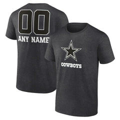 Dallas Cowboys Personalized Name & Number Monochrome T-Shirt Charcoal - NFL