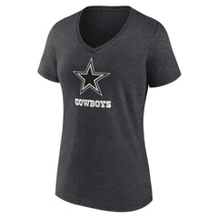 Dallas Cowboys Women's Personalized Name & Number Monochrome V-Neck Long Sleeve T-Shirt Charcoal - NFL