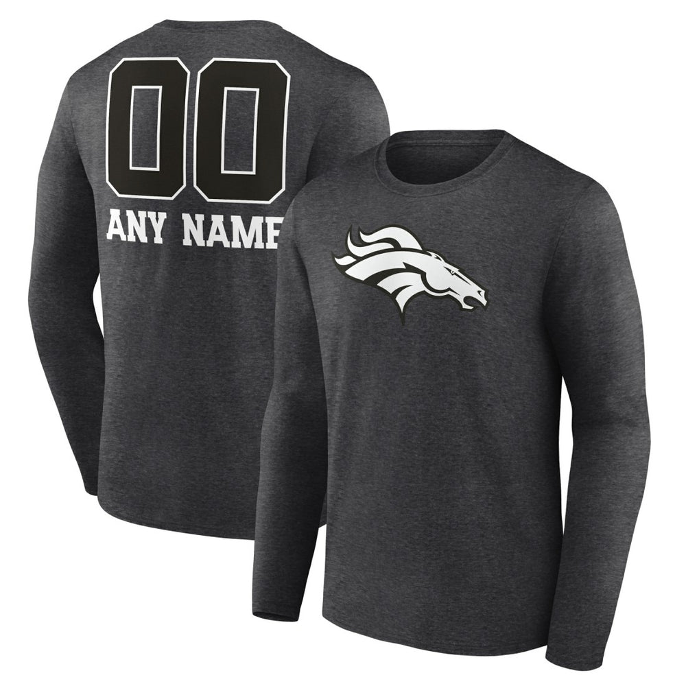 Denver Broncos Personalized Name & Number Monochrome Long Sleeve T-Shirt Charcoal - NFL