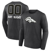 Denver Broncos Personalized Name & Number Monochrome Long Sleeve T-Shirt Charcoal - NFL