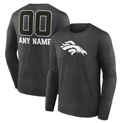Denver Broncos Personalized Name & Number Monochrome Long Sleeve T-Shirt Charcoal - NFL