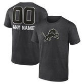 Detroit Lions Personalized Name & Number Monochrome T-Shirt Charcoal - NFL