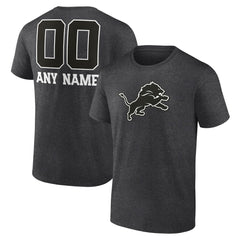 Detroit Lions Personalized Name & Number Monochrome T-Shirt Charcoal - NFL