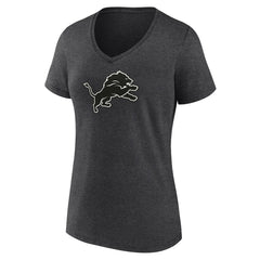 Detroit Lions Women's Personalized Name & Number Monochrome V-Neck Long Sleeve T-Shirt Charcoal - NFL