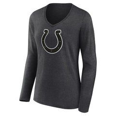 Indianapolis Colts Women's Personalized Name & Number Monochrome V-neck T-Shirt Charcoal - NFL