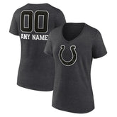 Indianapolis Colts Women's Personalized Name & Number Monochrome V-Neck Long Sleeve T-Shirt Charcoal - NFL