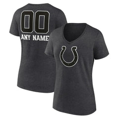 Indianapolis Colts Women's Personalized Name & Number Monochrome V-Neck Long Sleeve T-Shirt Charcoal - NFL