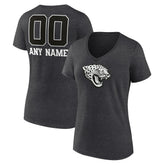 Jacksonville Jaguars Women's Personalized Name & Number Monochrome V-Neck Long Sleeve T-Shirt Charcoal - NFL