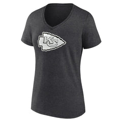 Kansas City Chiefs Women's Personalized Name & Number Monochrome V-Neck Long Sleeve T-Shirt Charcoal - NFL