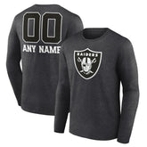 Las Vegas Raiders Personalized Name & Number Monochrome Long Sleeve T-Shirt Charcoal - NFL