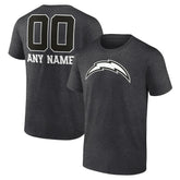 Los Angeles Chargers Personalized Name & Number Monochrome T-Shirt Charcoal - NFL