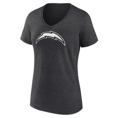 Los Angeles Chargers Women's Personalized Name & Number Monochrome V-Neck Long Sleeve T-Shirt Charcoal - NFL